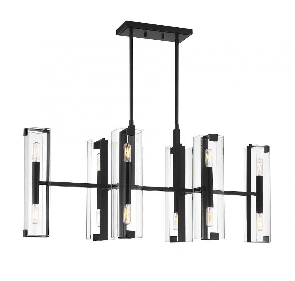 Winfield 12-Light Linear Chandelier in Matte Black