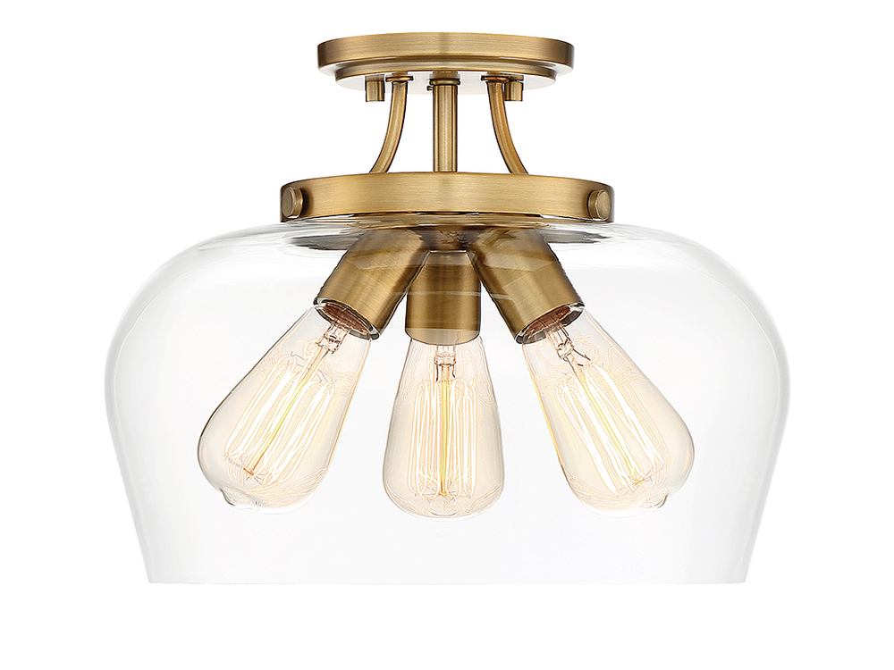 Octave 3-Light Ceiling Light in Warm Brass