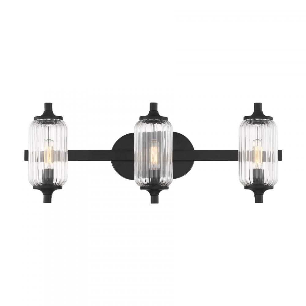 Holton 3-Light Bathroom Vanity Light in Matte Black