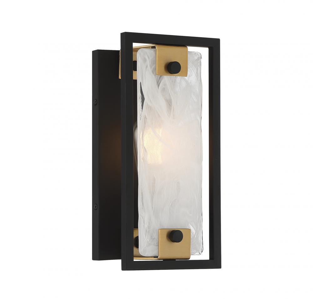 Hayward 1-Light Wall Sconce in Matte Black with Warm Brass Accents