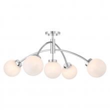 Savoy House 6-6199-5-11 - Redfield 5-Light Convertible Semi-Flush or Pendant in Chrome