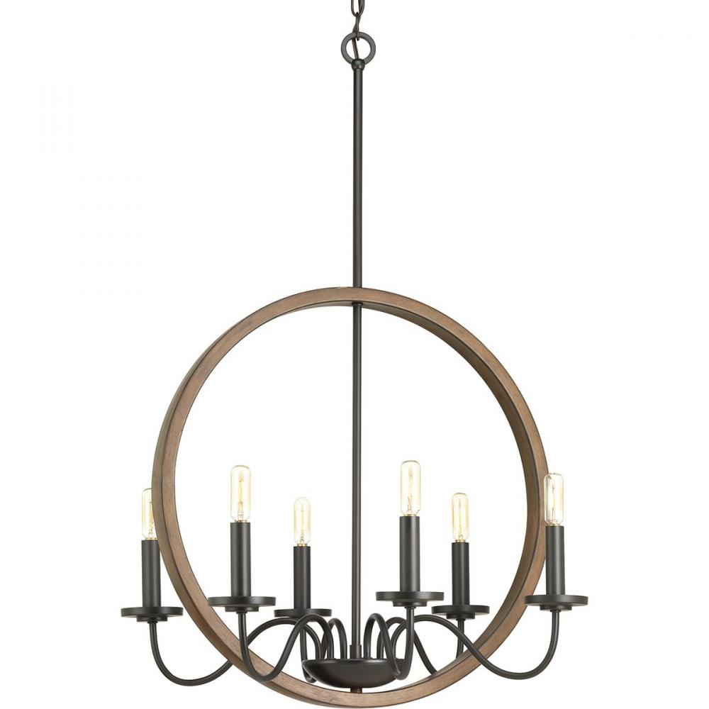 Fontayne Collection Six-Light Antique Bronze Farmhouse Chandelier Light