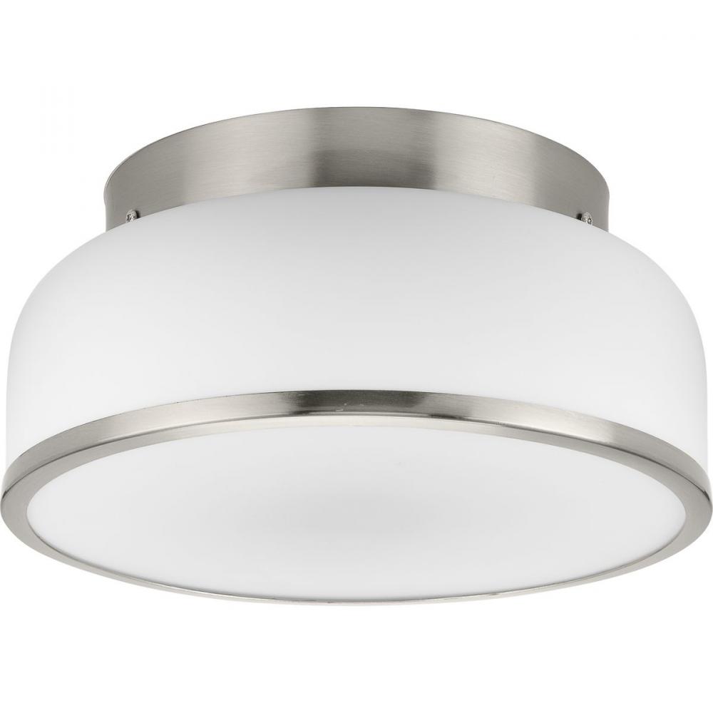 Parkhurst Collection Two-Light Brushed Nickel New Traditional 11-1/4" Flush Mount Light