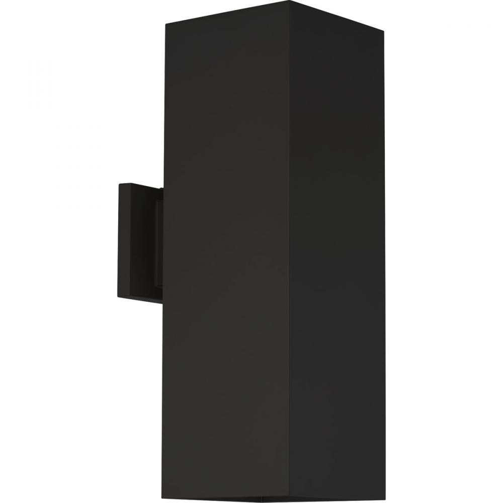 6" Square Two-Light Black Up/Down Modern Outdoor Wall Light