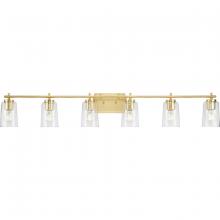 Progress P300372-012 - Adley Collection Six-Light New Traditional Satin Brass Clear Glass Bath Vanity Light