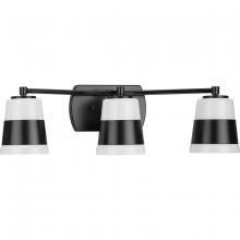 Progress P300444-31M - Haven Collection Three-Light Matte Black Opal Glass Luxe Industrial Bath Light