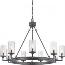 Progress P400165-143 - Gresham Collection Nine-Light Graphite Clear Seeded Glass Farmhouse Chandelier Light