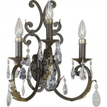 Progress P2944-72 - Three Light Cognac Cut- Drops Glass Wall Light