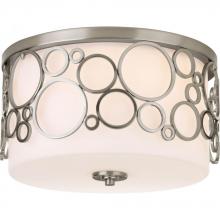 Progress P3752-09 - Three Light Brushed Nickel Opal Etched Glass Drum Shade Flush Mount