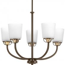 Progress P400009-020 - West Village Collection Five-Light Antique Bronze Etched Double Prismatic Glass Farmhouse Chandelier