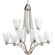 Progress P4173-09 - Nine Light Brushed Nickel Etched Glass Up Chandelier