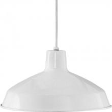 Progress P5094-30 - Metal Shade Collection One-Light White Spun Metal Shade Farmhouse Pendant Light