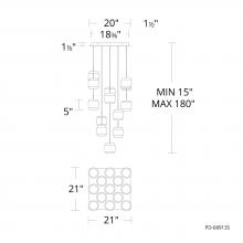 WAC US PD-68913S-BK - Banded Chandelier Light