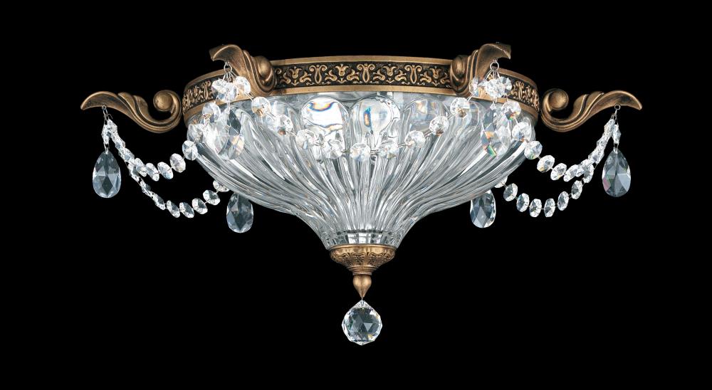 Milano 2 Light 120V Flush Mount in Etruscan Gold with Heritage Handcut Crystal