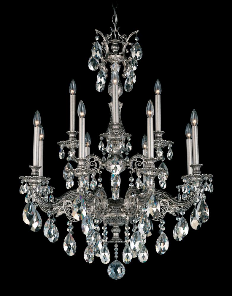 Milano 12 Light 120V Chandelier in Heirloom Gold with Heritage Handcut Crystal