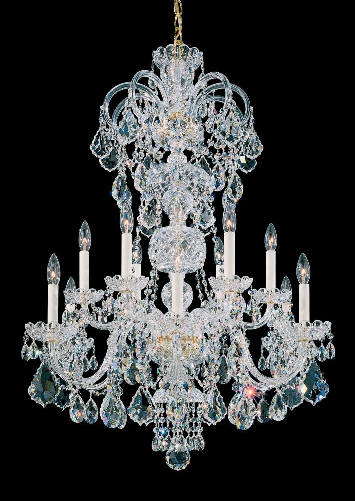 Olde World 12 Light 120V Chandelier in Polished Silver with Heritage Handcut Crystal