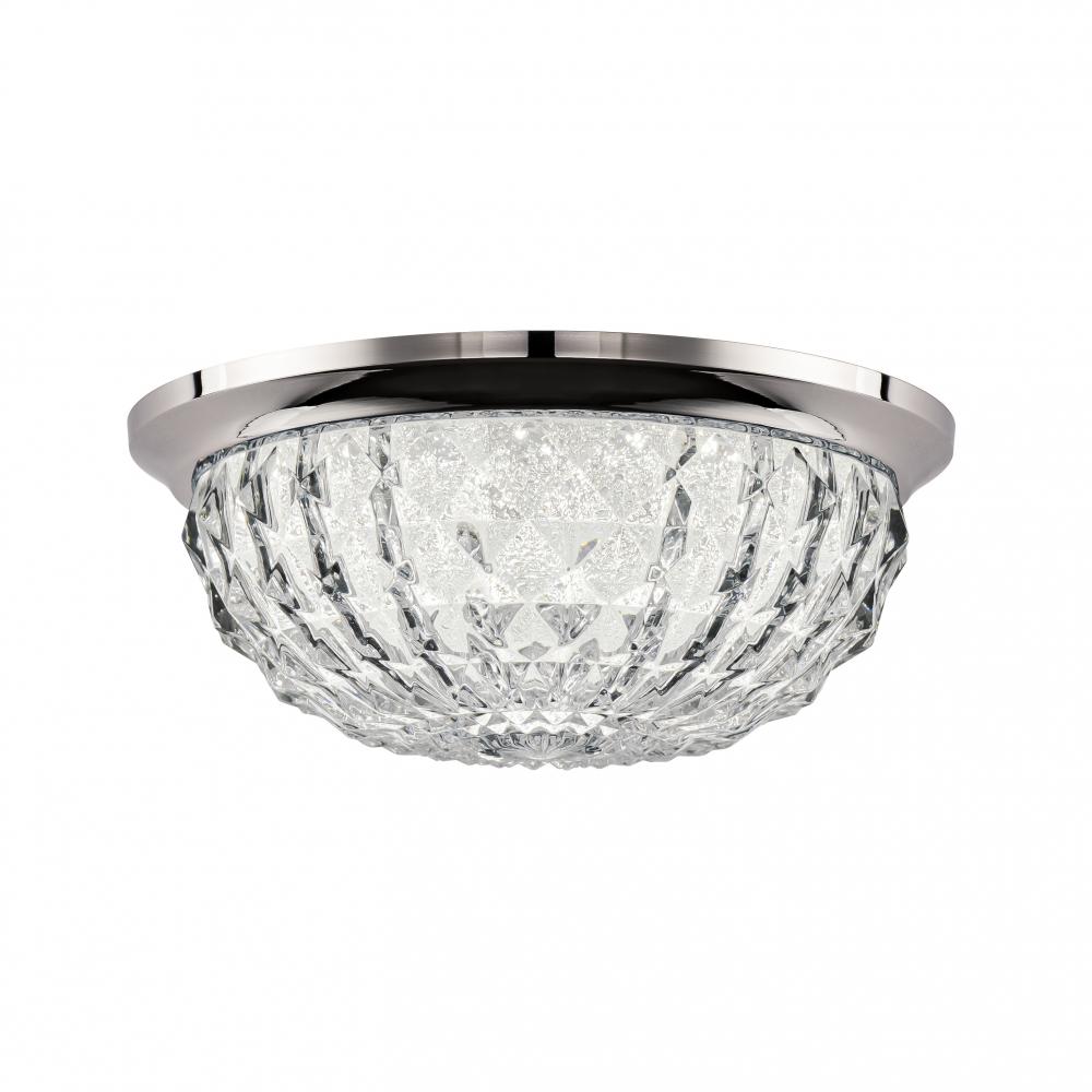 Genoa 12IN LED 3000K/3500K/4000K 120V Flush Mount in Polished Chrome with Optic Crystal