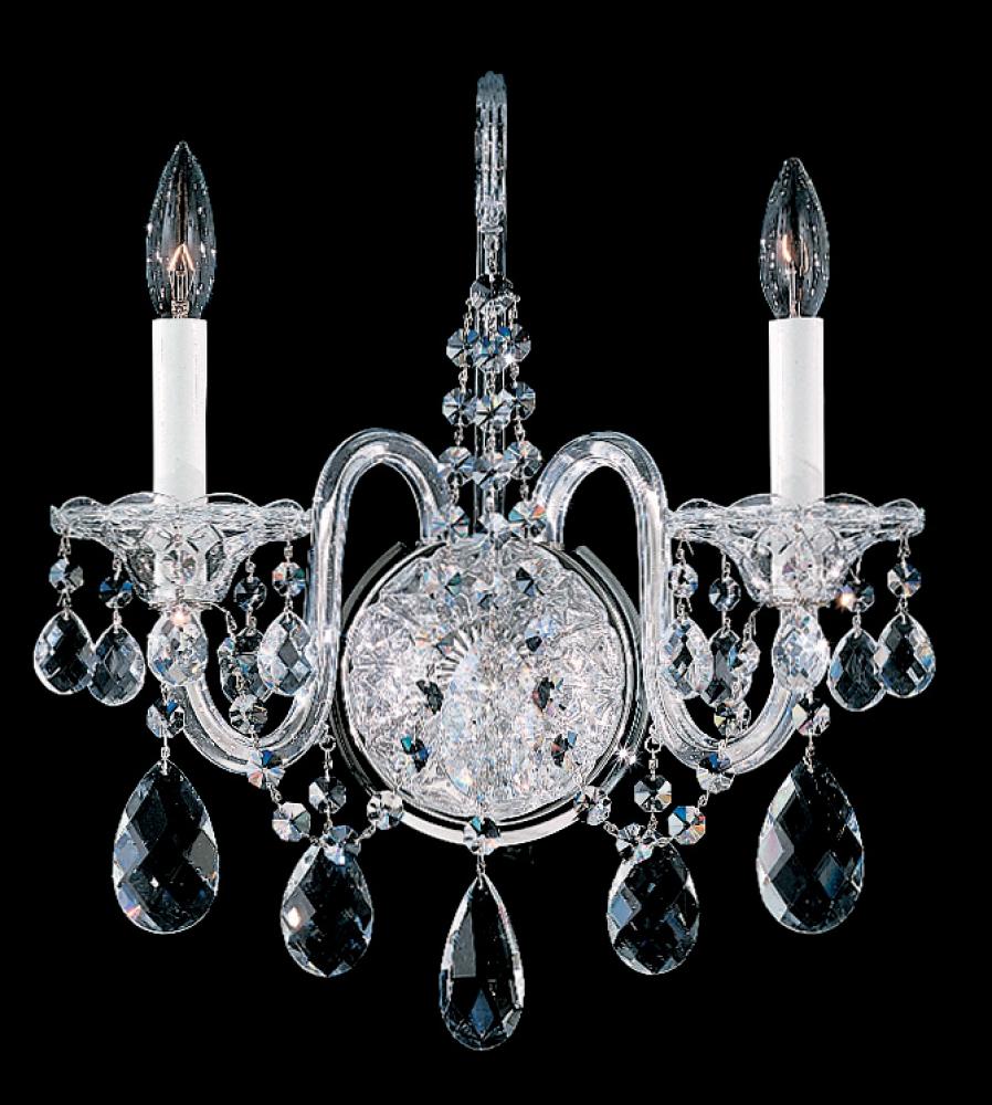 Sterling 2 Light 120V Wall Sconce in Polished Silver with Heritage Handcut Crystal