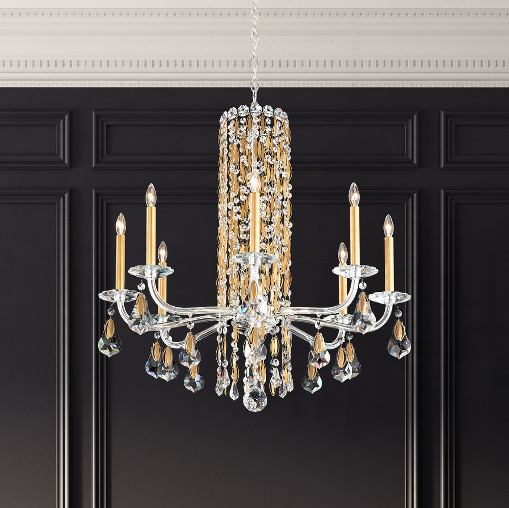 Siena 8 Light 120V Chandelier in Black with Heritage Handcut Crystal