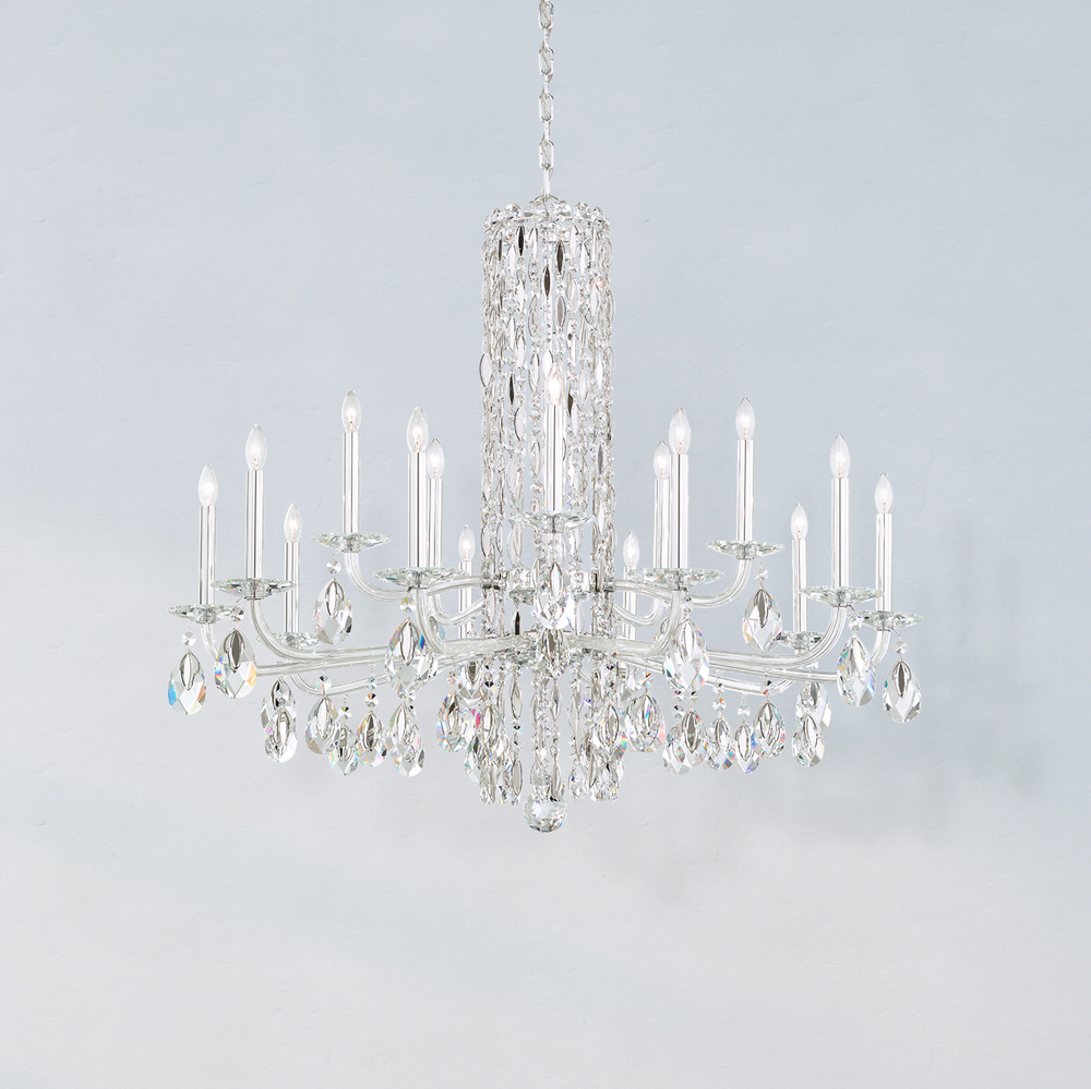 Siena 15 Light 120V Chandelier in White with Heritage Handcut Crystal