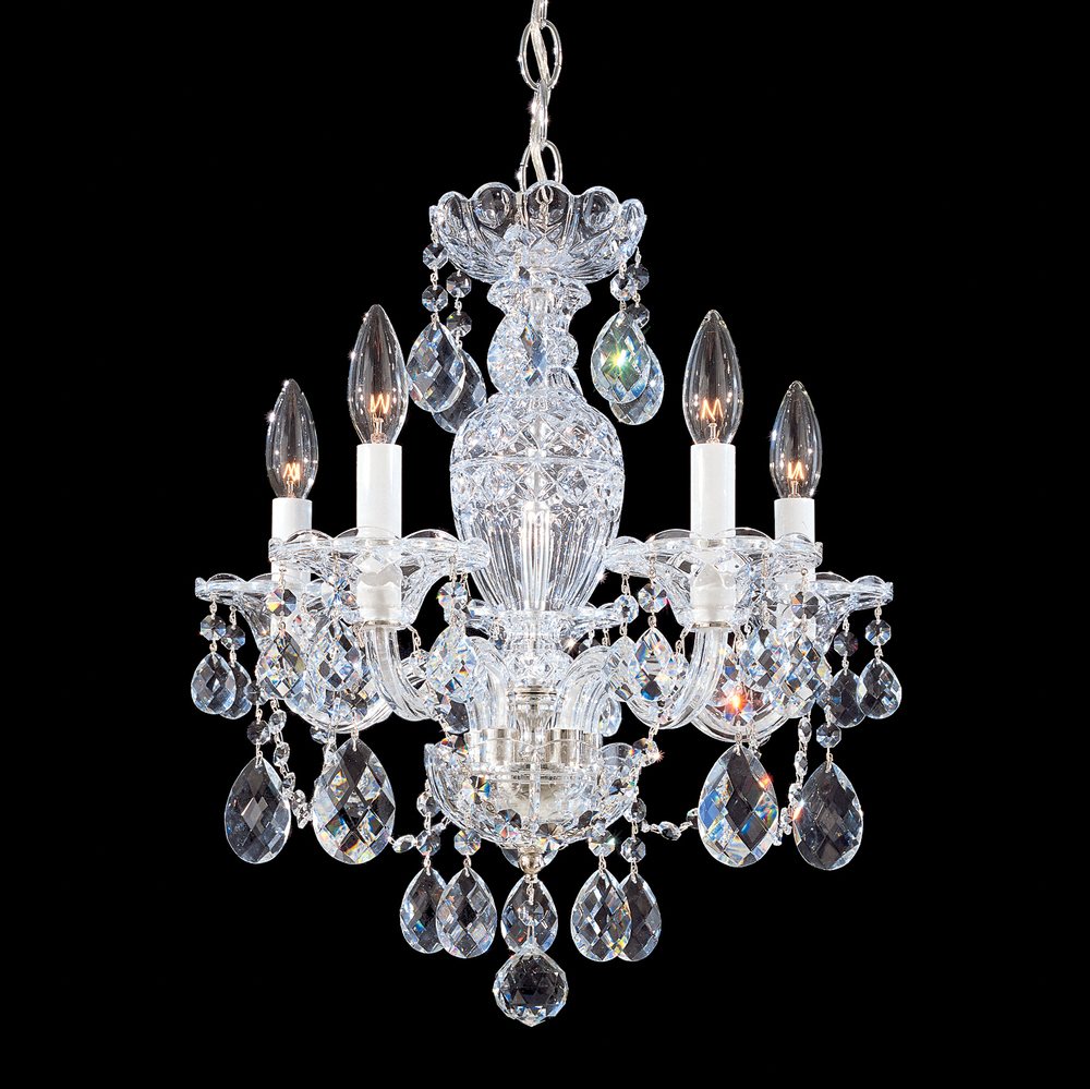 Sterling 5 Light 120V Chandelier in Polished Silver with Heritage Handcut Crystal