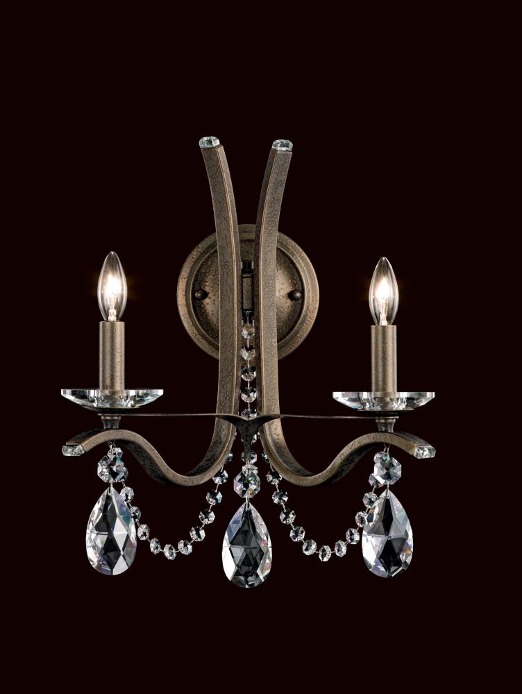 Vesca 2 Light 120V Wall Sconce in Antique Silver with Clear Heritage Handcut Crystal