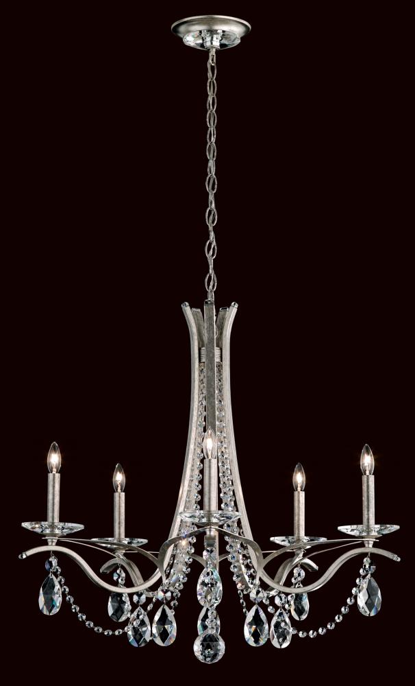 Vesca 5 Light 120V Chandelier in Antique Silver with Heritage Handcut Crystal