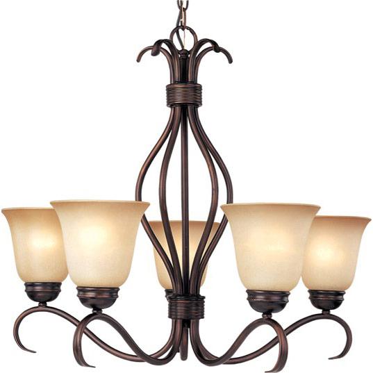 Five Light Oil Rubbed Bronze Wilshire Glass Up Chandelier