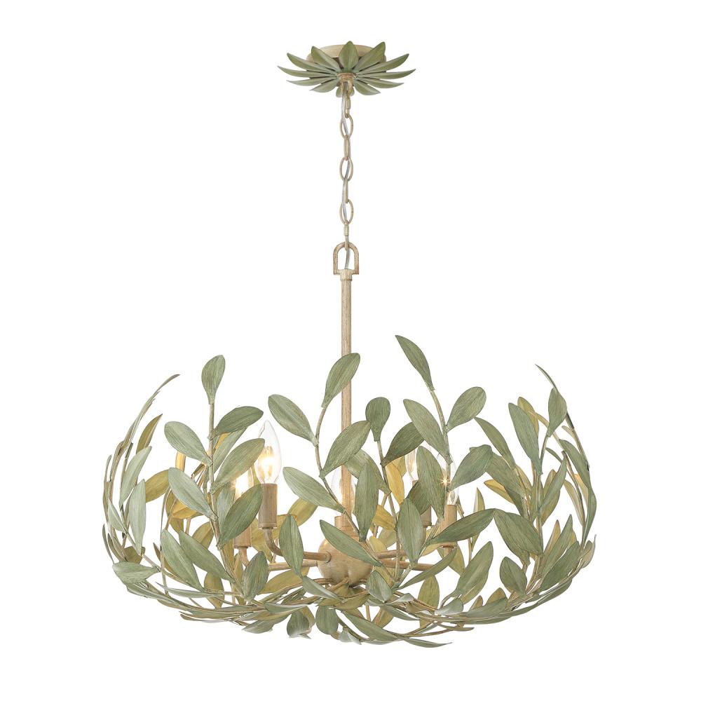 Broche 5 Light Champagne Green Tea Chandelier