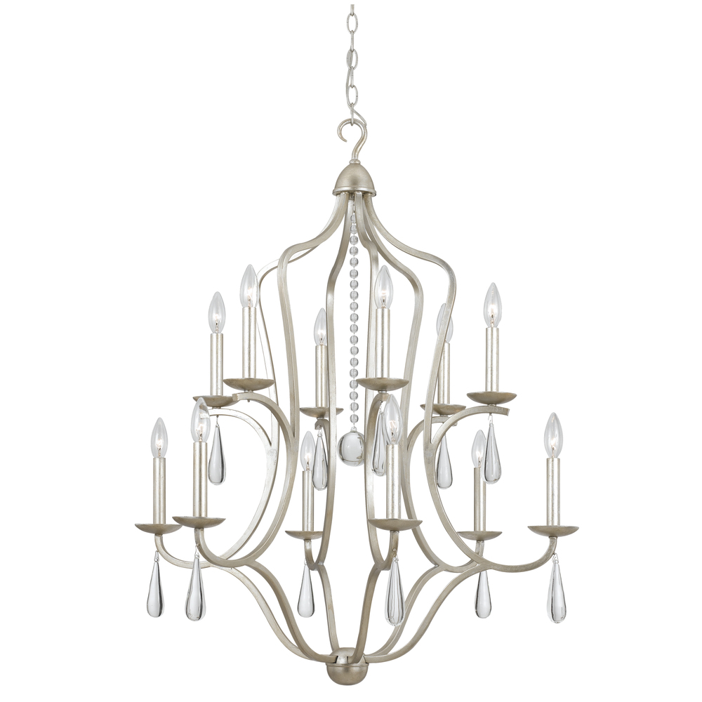 Manning 12 Light Silver Leaf Chandelier