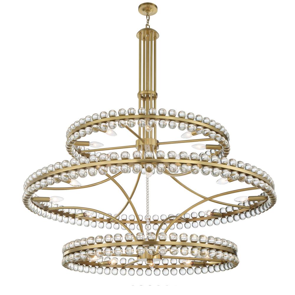 Clover 24 Light Aged Brass Chandelier