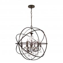 Anzalone Electric and Lighting Items 9219-EB-CL-S - Solaris 6 Light Swarovski Strass Crystal English Bronze Sphere Chandelier