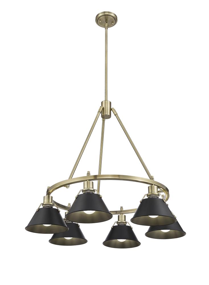 Orwell 6-Light Chandelier in Aged Brass with Matte Black