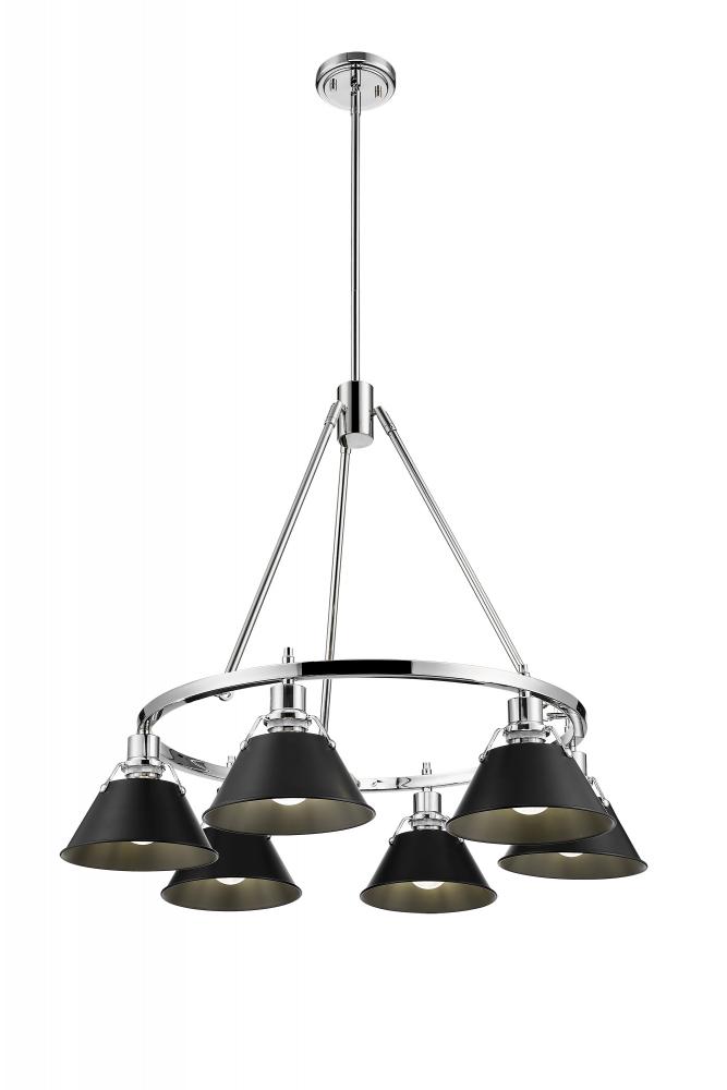 Orwell 6-Light Chandelier in Chrome with Matte Black