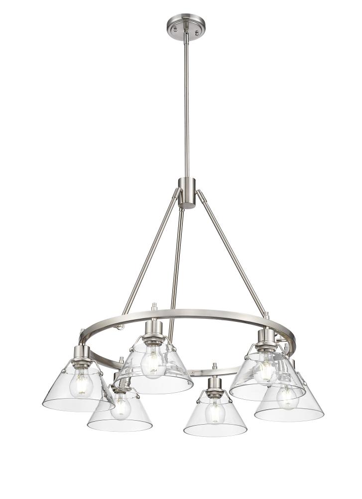 Orwell 6-Light Chandelier in Pewter with Clear Glass