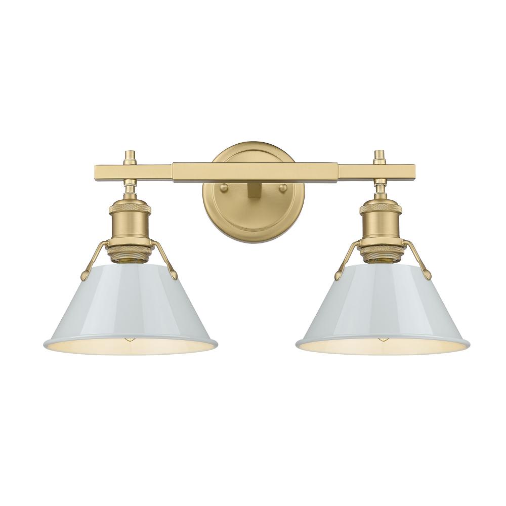 Orwell 2-Light Vanity Light in Brushed Champagne Bronze with Dusky Blue