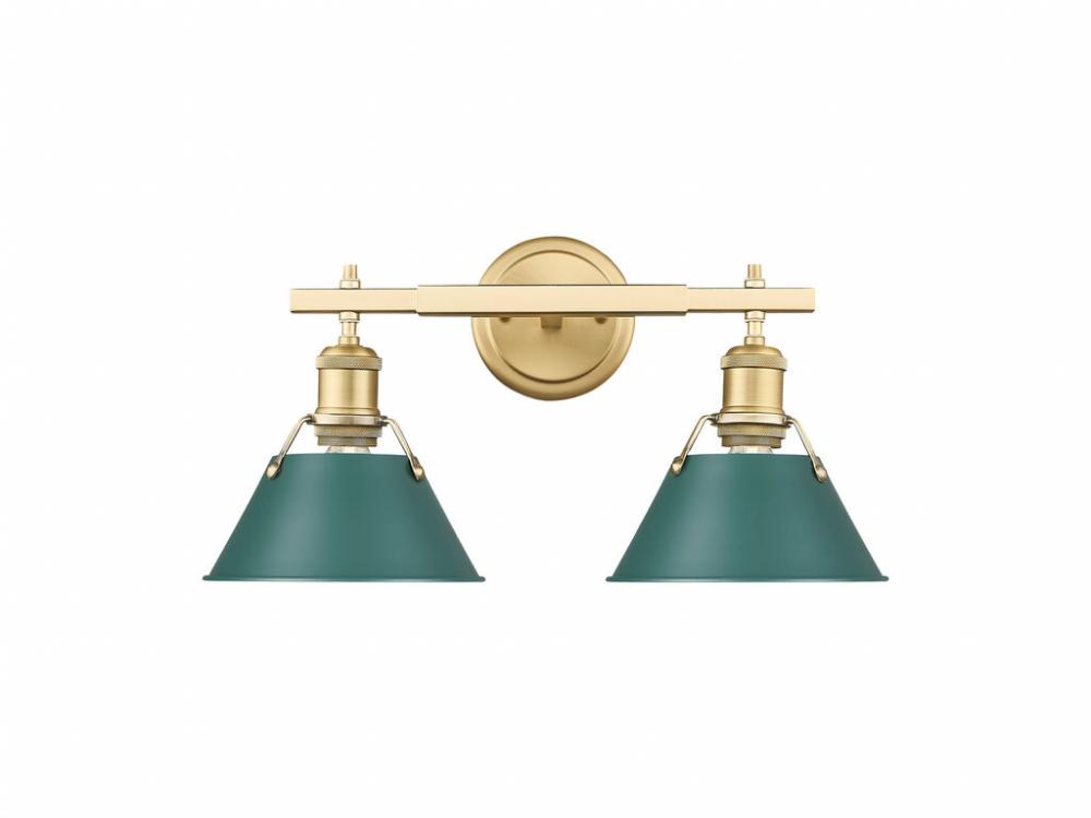 Orwell 2-Light Vanity Light in Brushed Champagne Bronze with Pine Green