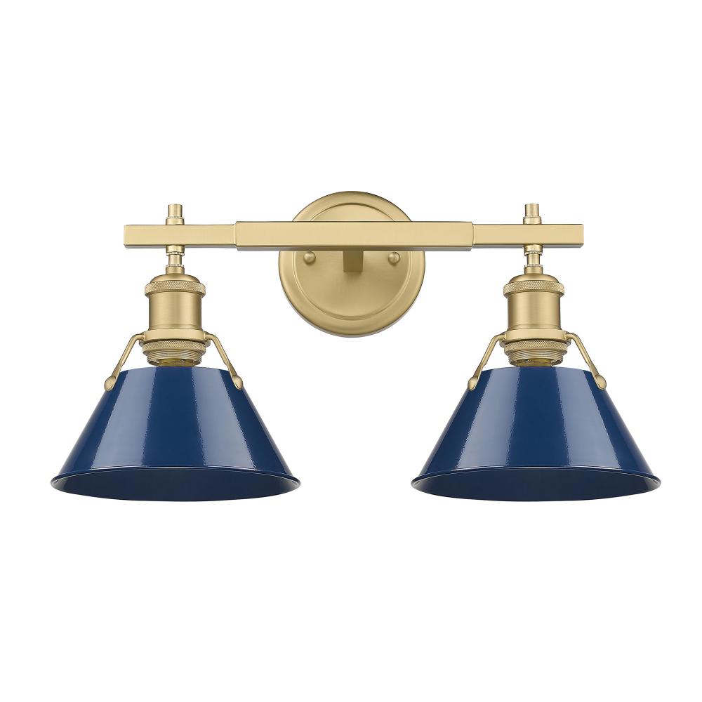 Orwell 2-Light Vanity Light in Brushed Champagne Bronze with Matte Navy