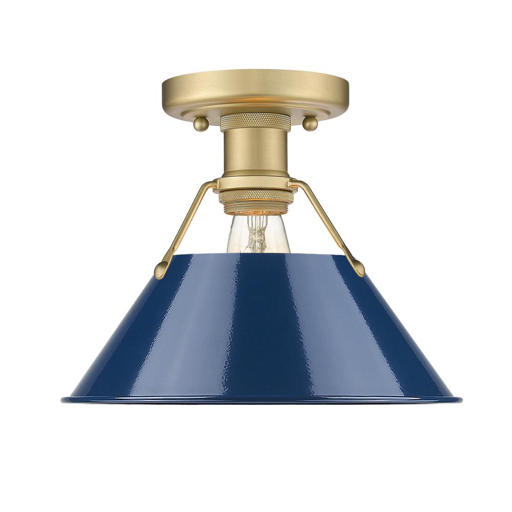 Orwell 1-Light Flush Mount in Brushed Champagne Bronze with Matte Navy