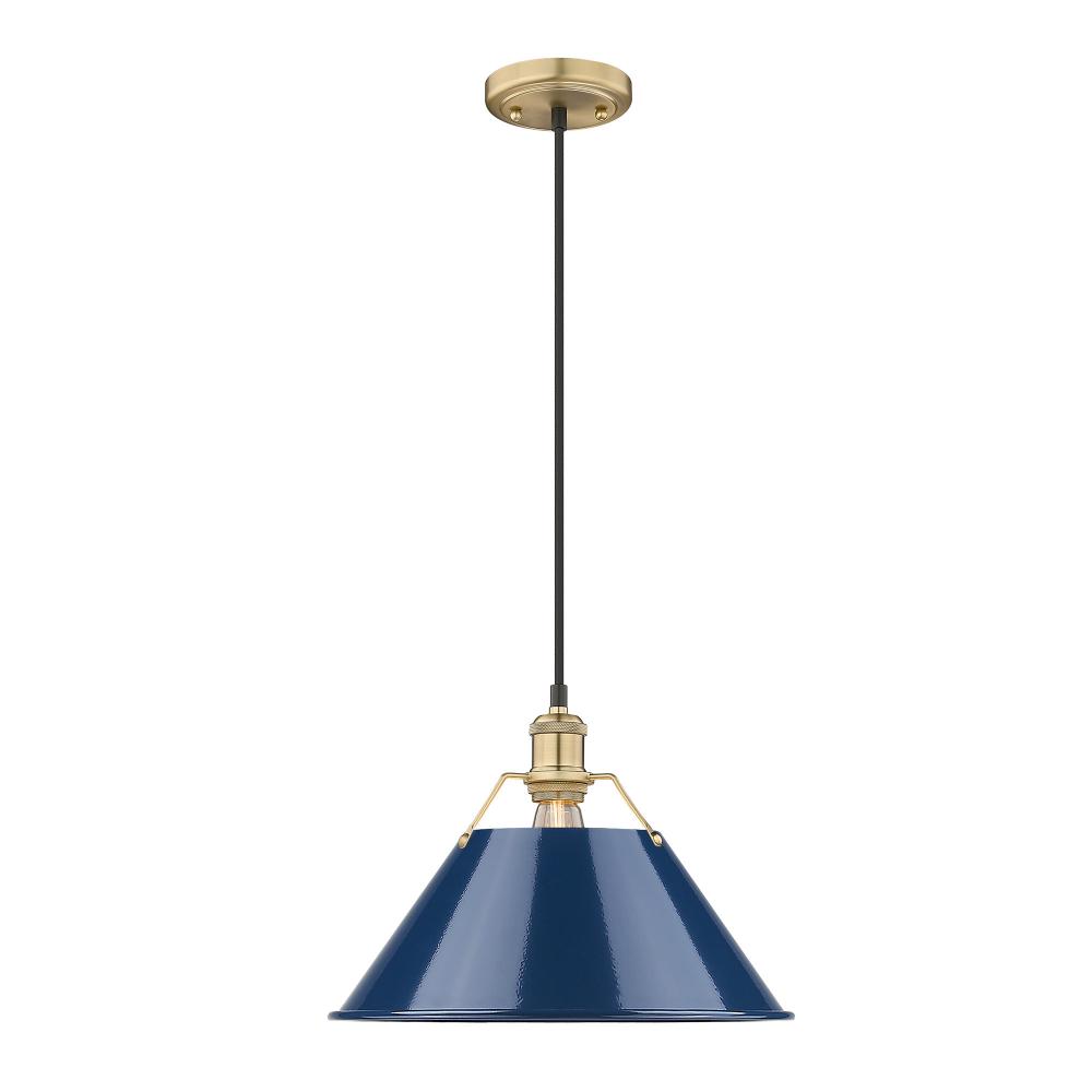 Orwell 14" Wide Large Pendant in Brushed Champagne Bronze with Matte Navy