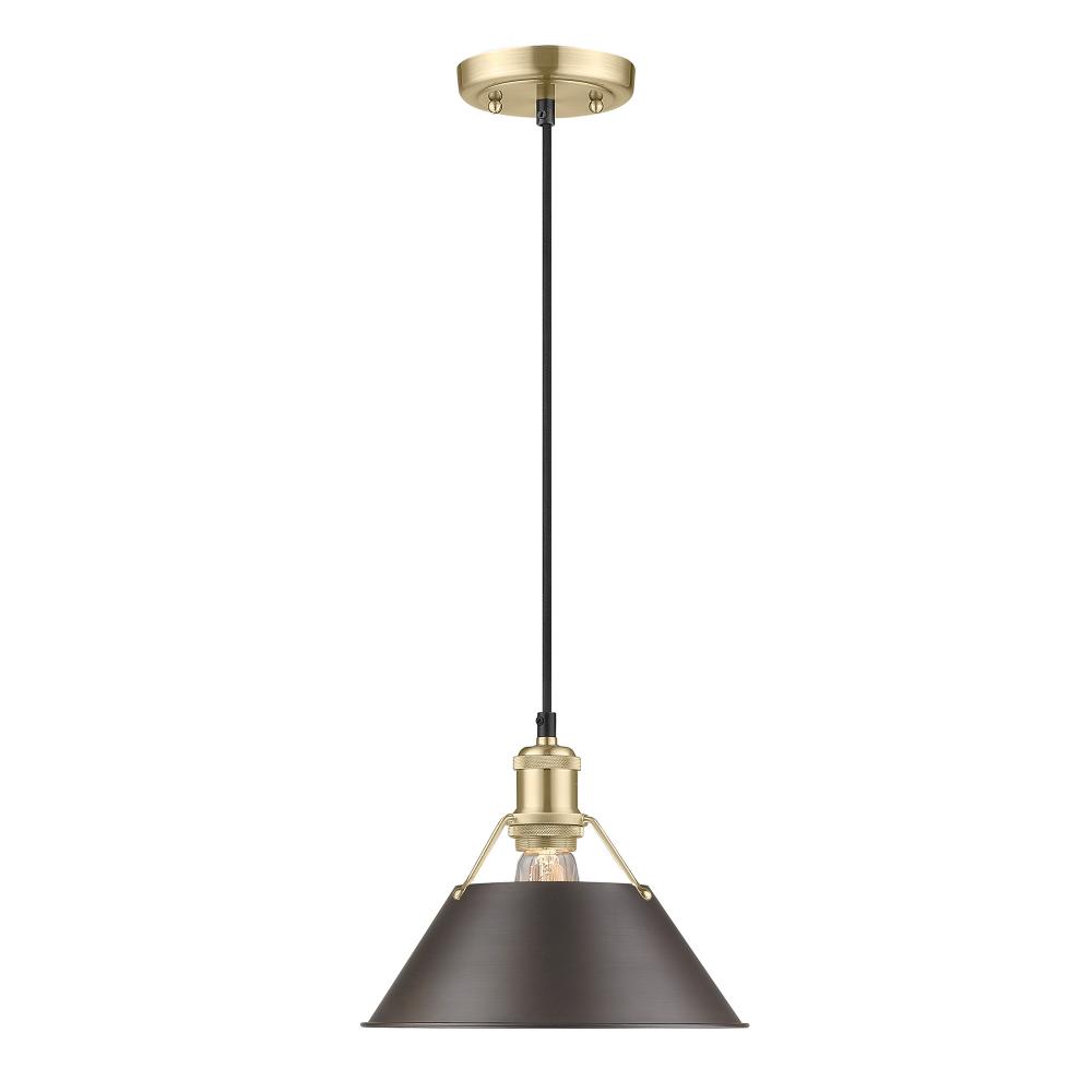 Orwell BCB Medium Pendant - 10" in Brushed Champagne Bronze with Rubbed Bronze shade