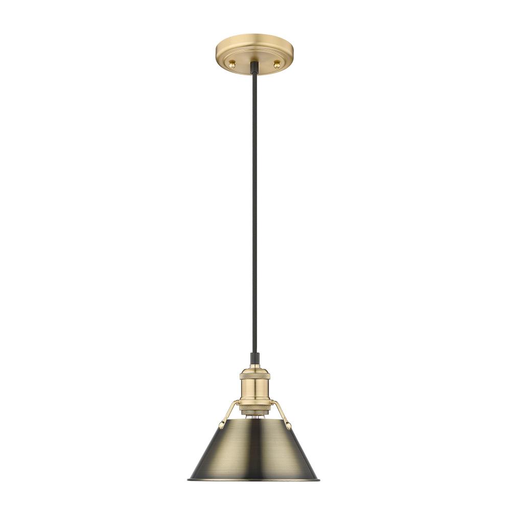 Orwell BCB Small Pendant - 7" in Brushed Champagne Bronze with Aged Brass shade