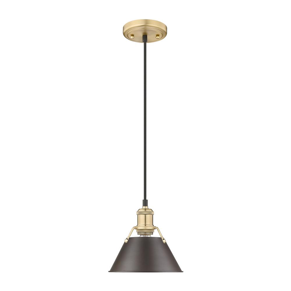 Orwell 7.5" Wide Small Pendant in Brushed Champagne Bronze with Rubbed Bronze