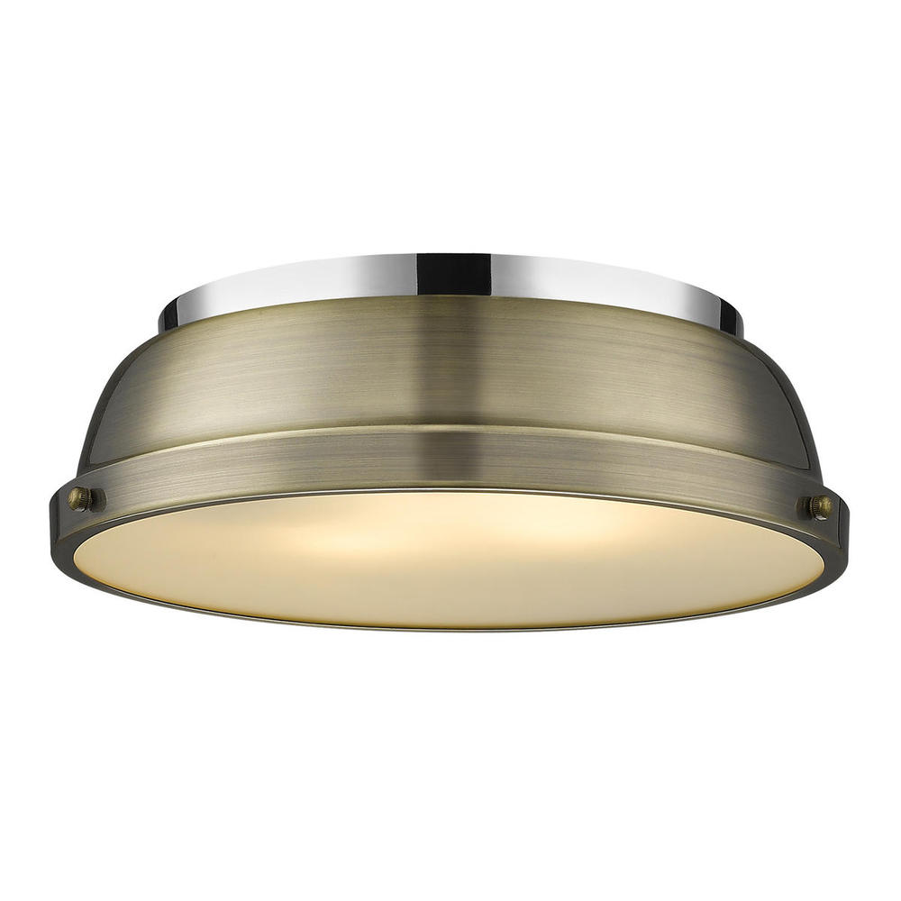 Duncan 14" Flush Mount in Chrome with Aged Brass