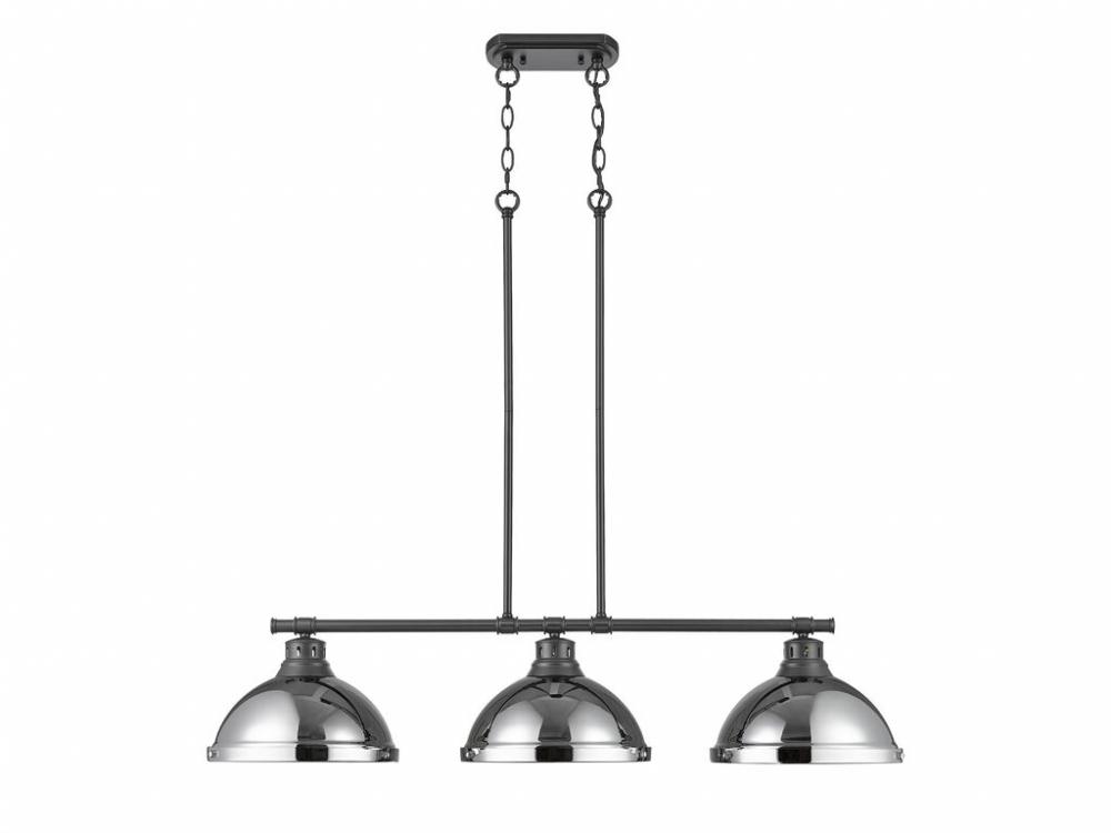 Duncan 3-Light Linear Pendant in Matte Black with Chrome