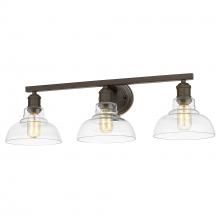 Golden 0305-BA3 RBZ-CLR - Carver 3 Light Bath Vanity in Rubbed Bronze with Clear Glass Shade