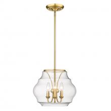 Golden 1087-3P BCB-CLR - Annette 3 Light Pendant in Brushed Champagne Bronze with Clear Glass Shade