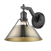 Golden 3306-1W BLK-AB - Orwell 1-Light Wall Sconce in Matte Black with Aged Brass