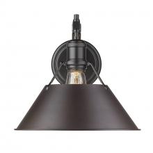 Golden 3306-1W BLK-RBZ - Orwell 1-Light Wall Sconce in Matte Black with Rubbed Bronze