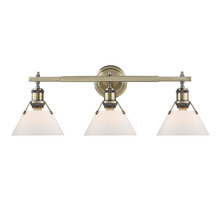 Golden 3306-BA3 AB-OP - Orwell 3-Light Vanity Light in Aged Brass with Opal Glass